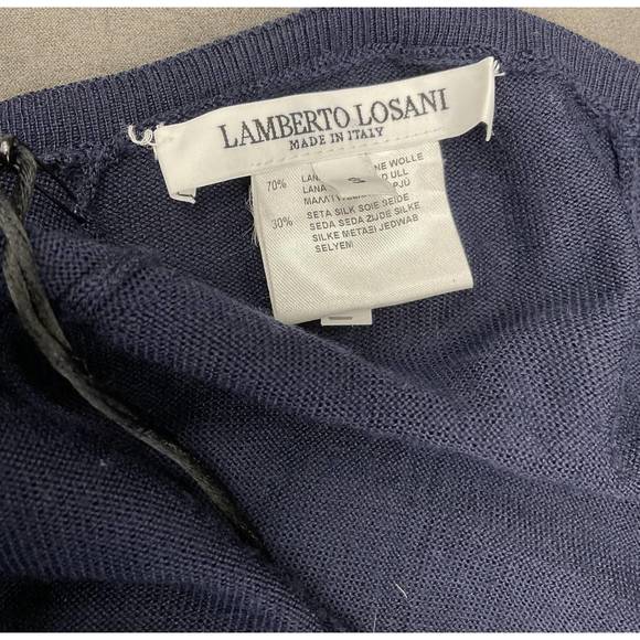 NEW LAMBERTO LOSANI reversible wool/silk sweater in navy - Picture 5 of 5